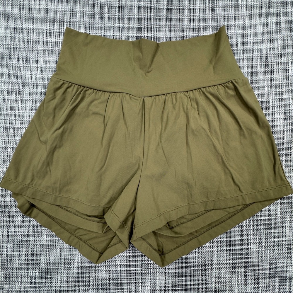 Halara Womens Active Shorts Olive Green High Waisted Built-in Liner Size Medium